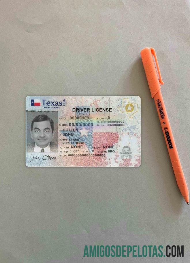 em branco Modelo de carteira de motorista dos EUA e Texas em formato PSD, totalmente editável (2020 - presente) fotolook frente